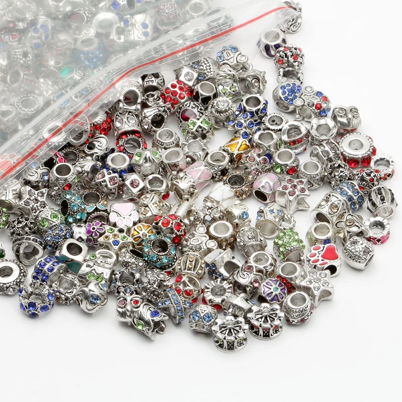 Wholesale 20 Pcs Mixed Enamel & Rhinestone crystal Bead Charms European
