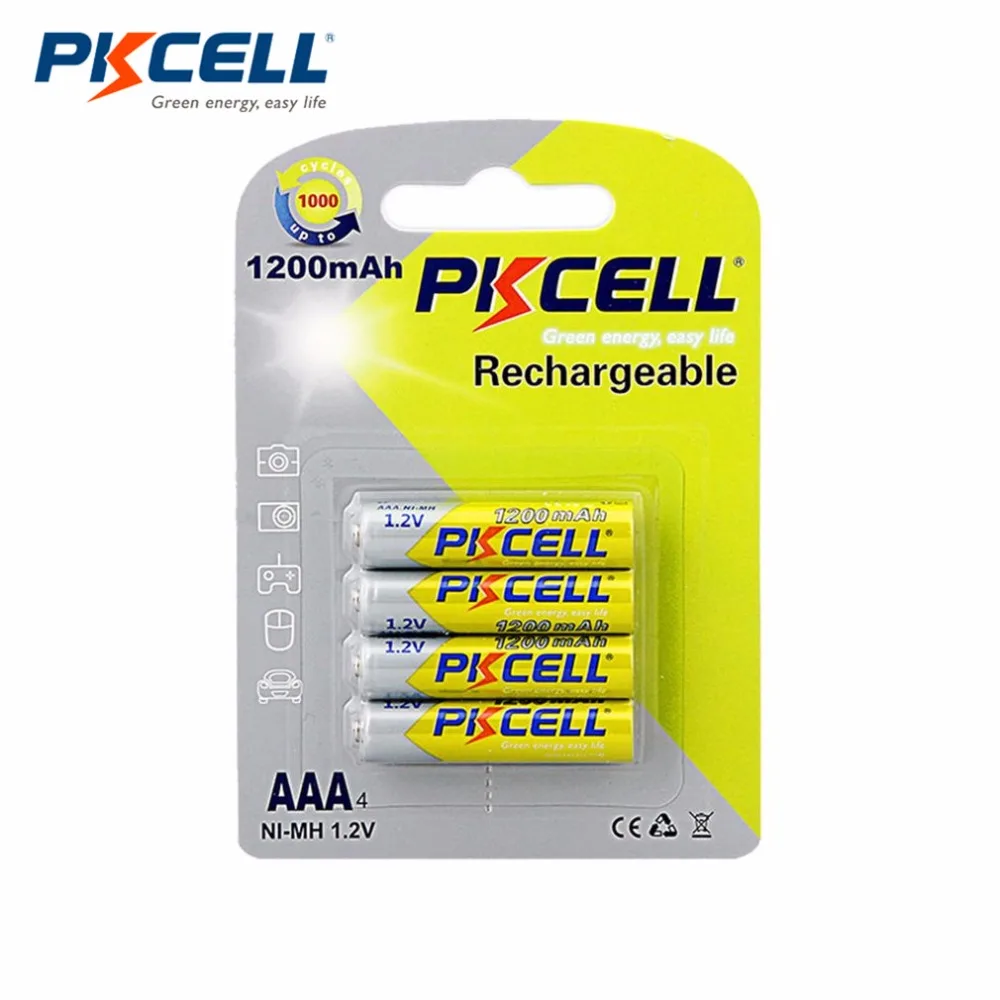 

PKCELL 4pcs 1200mAh NI-MH Batteries 1.2V Rechargeable AAA Battery Environmental Friendly Fit Most Electronic Products