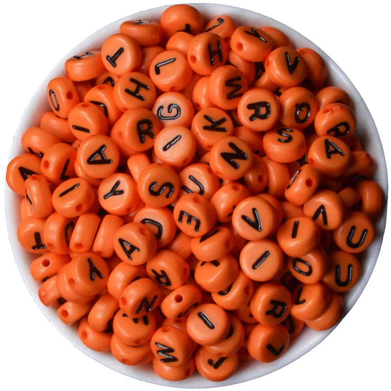 

200PCS Mixed Alphabet Letter Beads For Jewelry Making Orange Silver Gold Gray Color Metal Beads For DIY Bracelet Necklace Gift