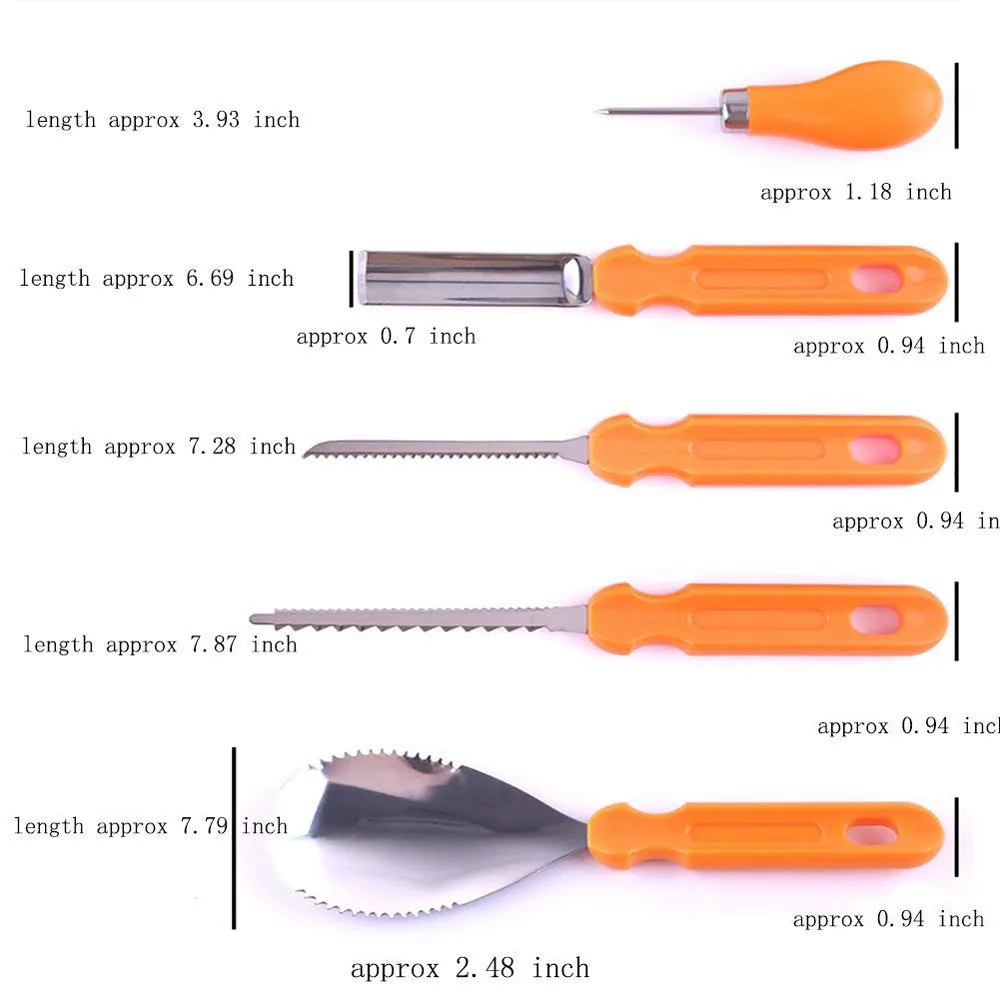 Комплект для резьбы в виде тыквы на Хэллоуин, 5 инструментов, набор ножей 9,25