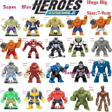 1PCS baby action figure Large Marvel Super Hero Thanos Hulk Venom Ironman Ninja Dogshank Building Blocks Toys for children