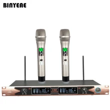 BINEAE Y-8200 Профессиональный двухканальный динамический Золотой UHF Беспроводная микрофонная система ручной для караоке система сценическое шоу