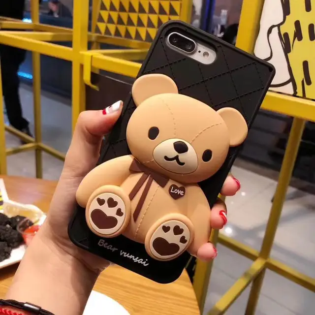Silicone Cute Bear Phone Case for iPhone 6 6s 6plus 6splus 7 7plus 8