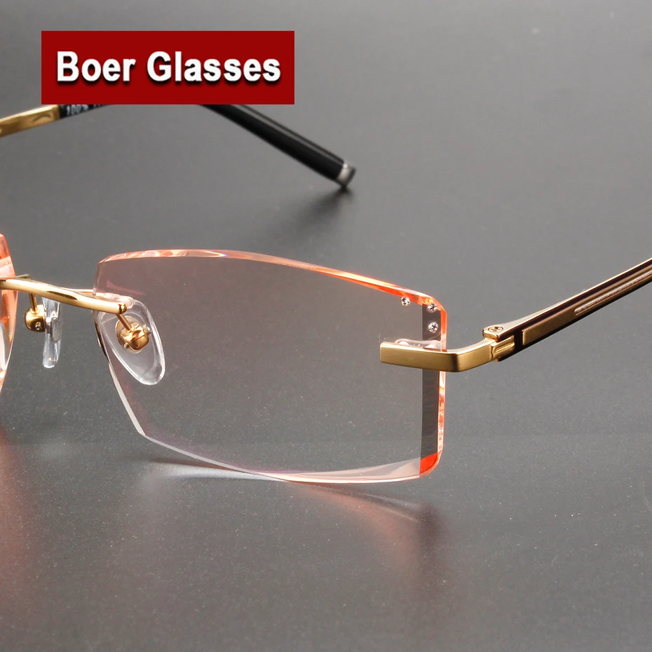 

New Trimming Myopia Spectacle Optical Prescription Rimless Eyewear Frame Male Eyeglasses Pure Titanium Eye Glasses 097