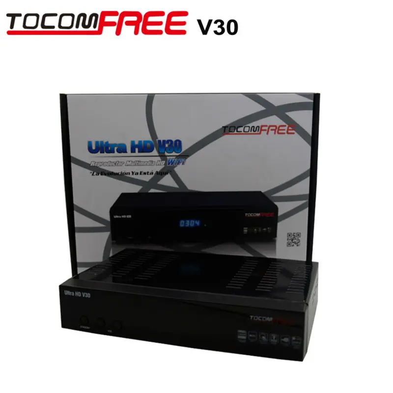 Receptor satellite Digital FTA TOCOMFREE Ultra HD V30 Full HD 8PSK+ cccam newcamd Twin Tuner ATSC