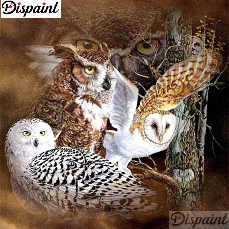 Dipaint полная квадратная/круглая дрель 5D DIY Алмазная картина "Животные Сова пейзаж" 3D вышивка крестиком 5D домашний декор A11900