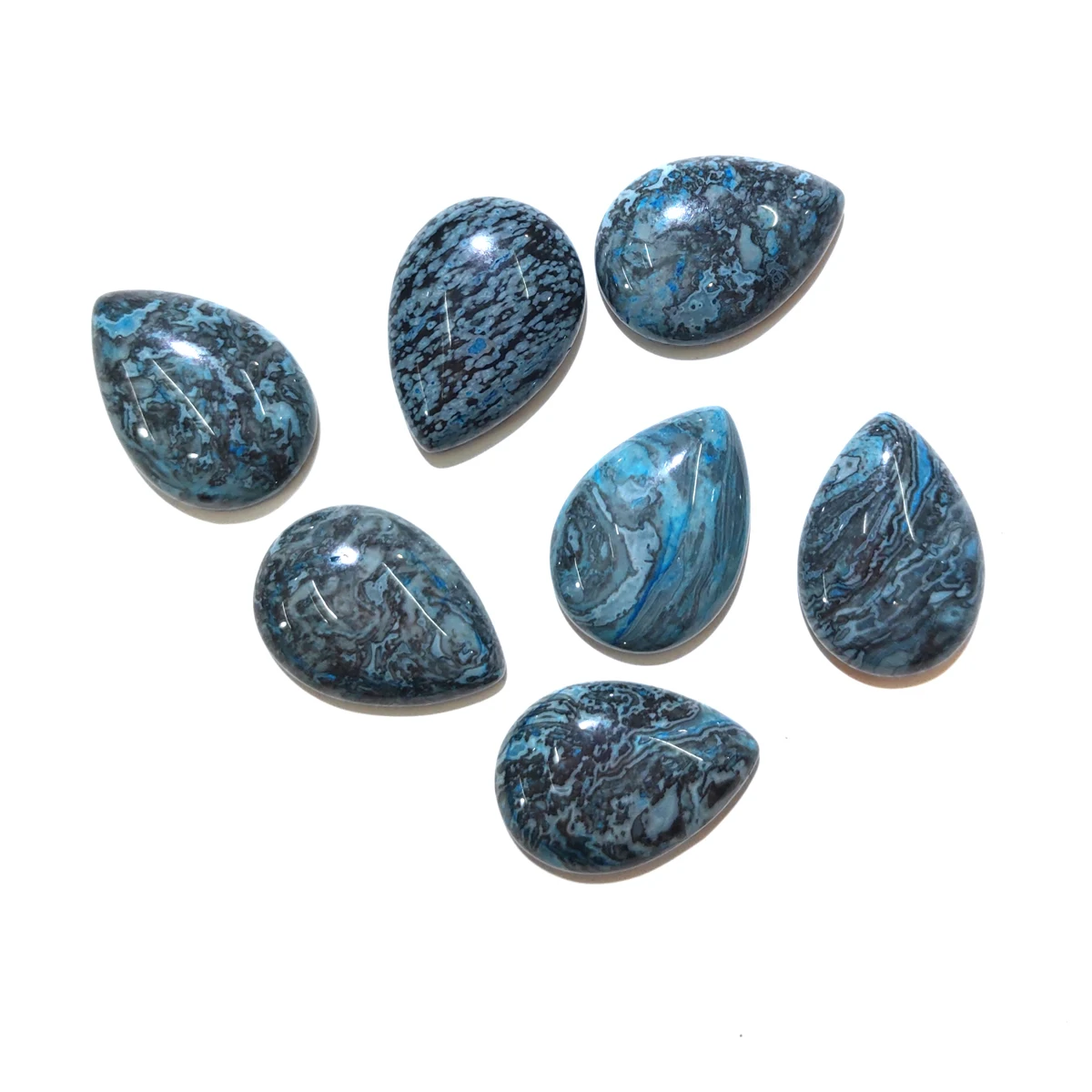 

10 PCS Blue Crazy Agate Natural Stones Cabochon 12x16mm 13x18mm 15x20mm 18x25mm Water Drop Shape No Hole for Making Jewelry DIY