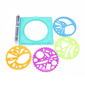 

1 Set Of Flower Ruler Cartoon Stationery Creative Set children's Puzzle Drawing Template Cartoon Stationery Educational Toys