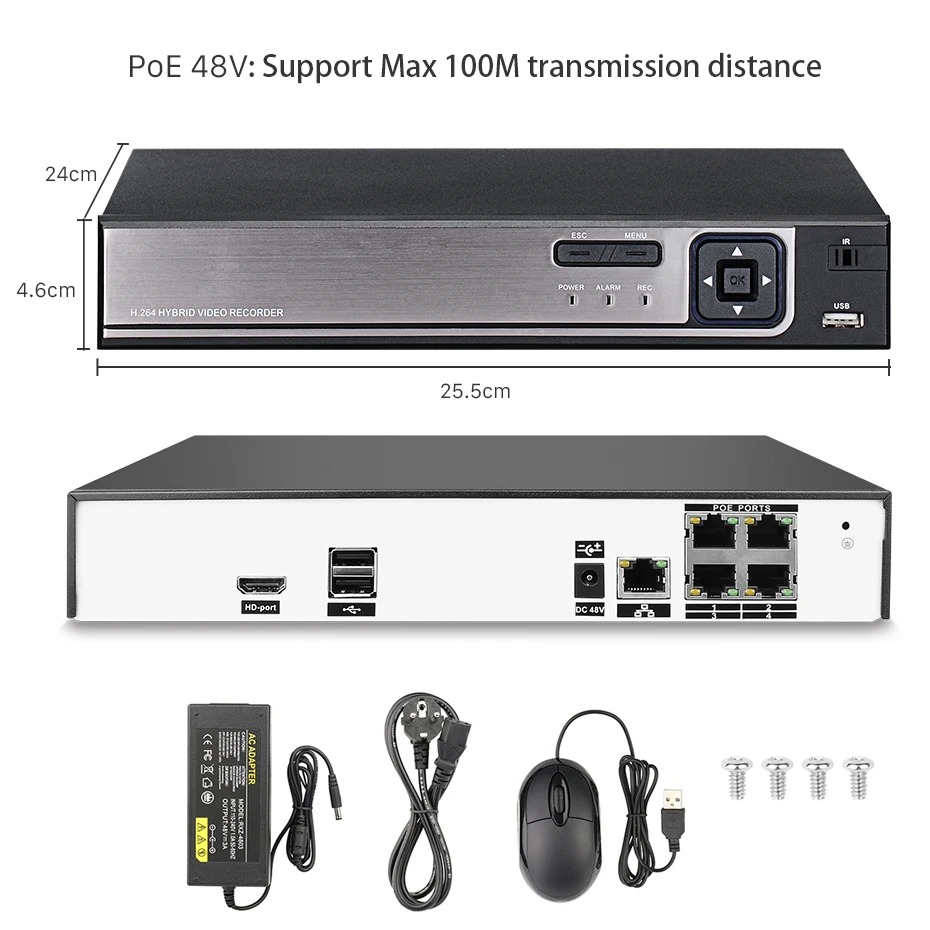 Сетевой видеорегистратор BESDER 4CH/8CH H.265 CCTV NVR 48V PoE 4 канальный * 5MP/8 4MP сетевой P2P ONVIF 2