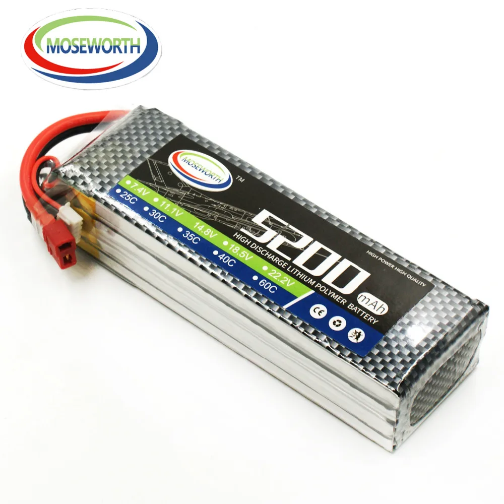 MOSEWORTH 4S 14,8 V 5200mAh 30-60C RC Дрон Lipo батарея для RC самолета Whirlybird лодка Акку батарея