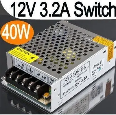 

Free shipping ,12V-3.2A 40W AC Swich Power supply,single output,  Input 180-260V AC Power Adapter,min:1 lot