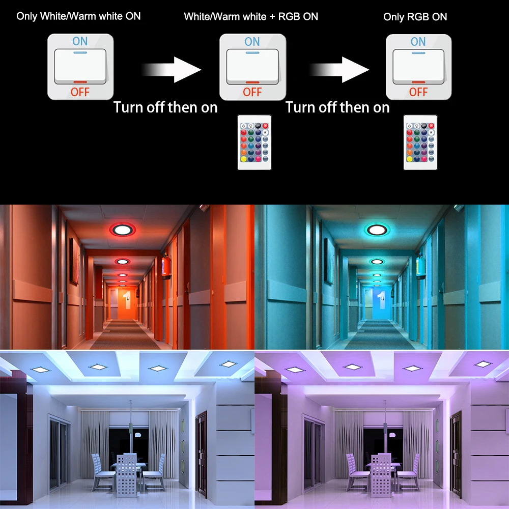 Ультра тонкий светодиодный панельный светильник двойной цвет RGBW RGBWW с RGB дистанционным акриловым поверхностным креплением светодиодный светильник потолочный светильник AC85-265V