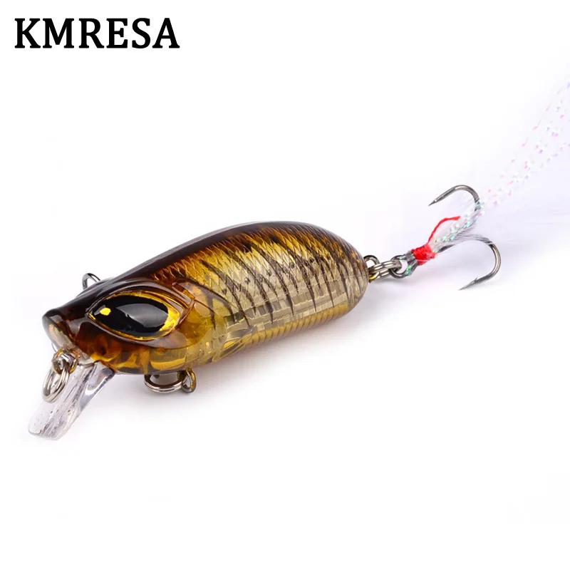 1 шт. Topwater рыболовная приманка 5 см 8 26g жесткие приманки на пескаря с перьями Crankbait
