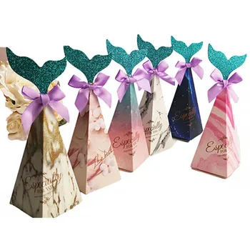 

10Pcs New Mermaid Tail Candy Box Mermaid Bow Gift Box Children Like Wedding Mermaid Theme Birthday Party Supplies Baby Shower ,Q