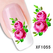 red rose flower design Water Transfer Nails Art Sticker decals lady women manicure tools Nail Wraps Decals wholesale XF1055