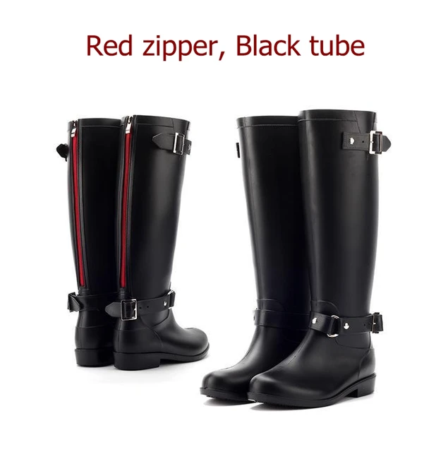 2015 rubber boots high red zipper boots horse riding gumboots rainboots