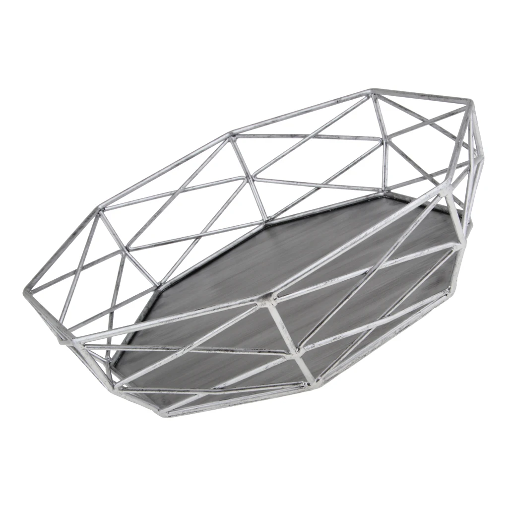 MagiDeal Cake Holder Hollow Out Dessert Holder Iron Polygon Stand Silver Gold Bakeware For Christmas Wedding Ornament