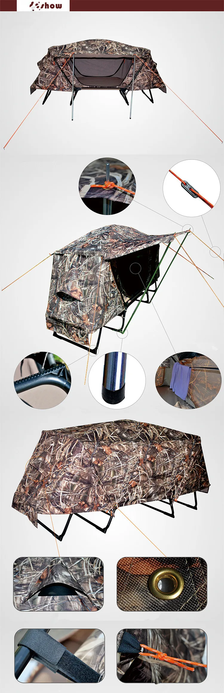 Professional outdoor Camouflage tents Leave the ground hunting fishing camping tent Multi-functional double folding deck chairs01
