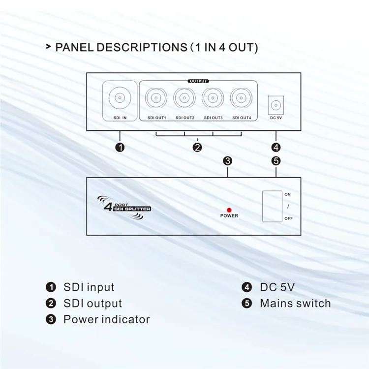 HD разделитель SDI 1x4 Питание сплиттер усилителя 4 способ SDI HD без потерь распределения сигнала на 4 выхода разделитель SDI 1 в 4 выхода SDI