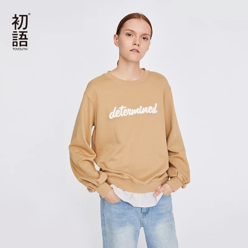 

Toyouth New Autumn Harajuku Loose Korean Sweatshirts Women Spliced O-Neck Pullovers Hoodies Letter Female Tops Sudadera Mujer