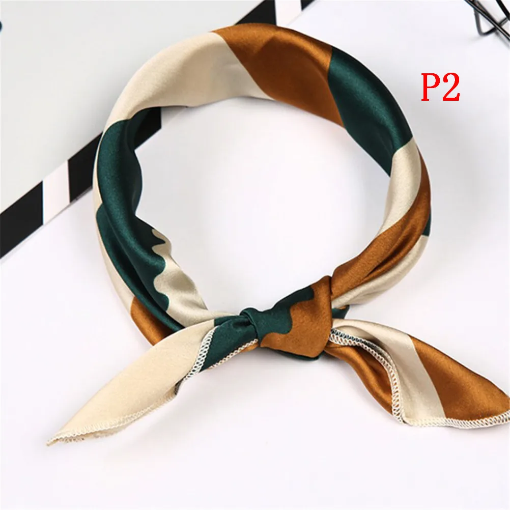 Spring Summer 50*50cm Fake Silk Wraps Women Head Neck Hair Tie Band Neckerchief Square Scarf