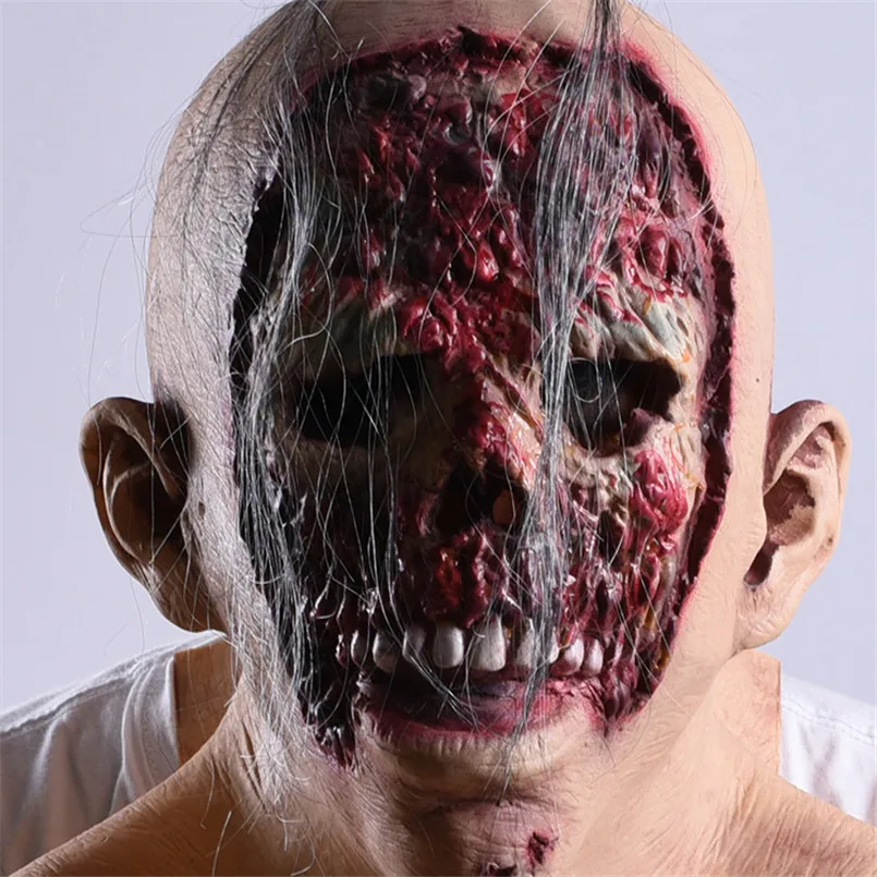 

Halloween Decoration Horror Props Realistic Mask Scary Accessories Bloody Masks Rotten Face Headgear Mascaras De Latex Realista