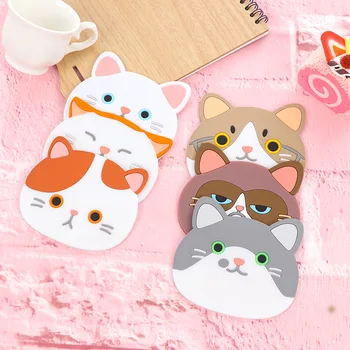 

1 Piece Creative Cute Cartoon Kawaii Animals Cat Kitty Pot Bowl heat Insulation Non-slip Pad Cup Holder Mat kitchen Accessory BE