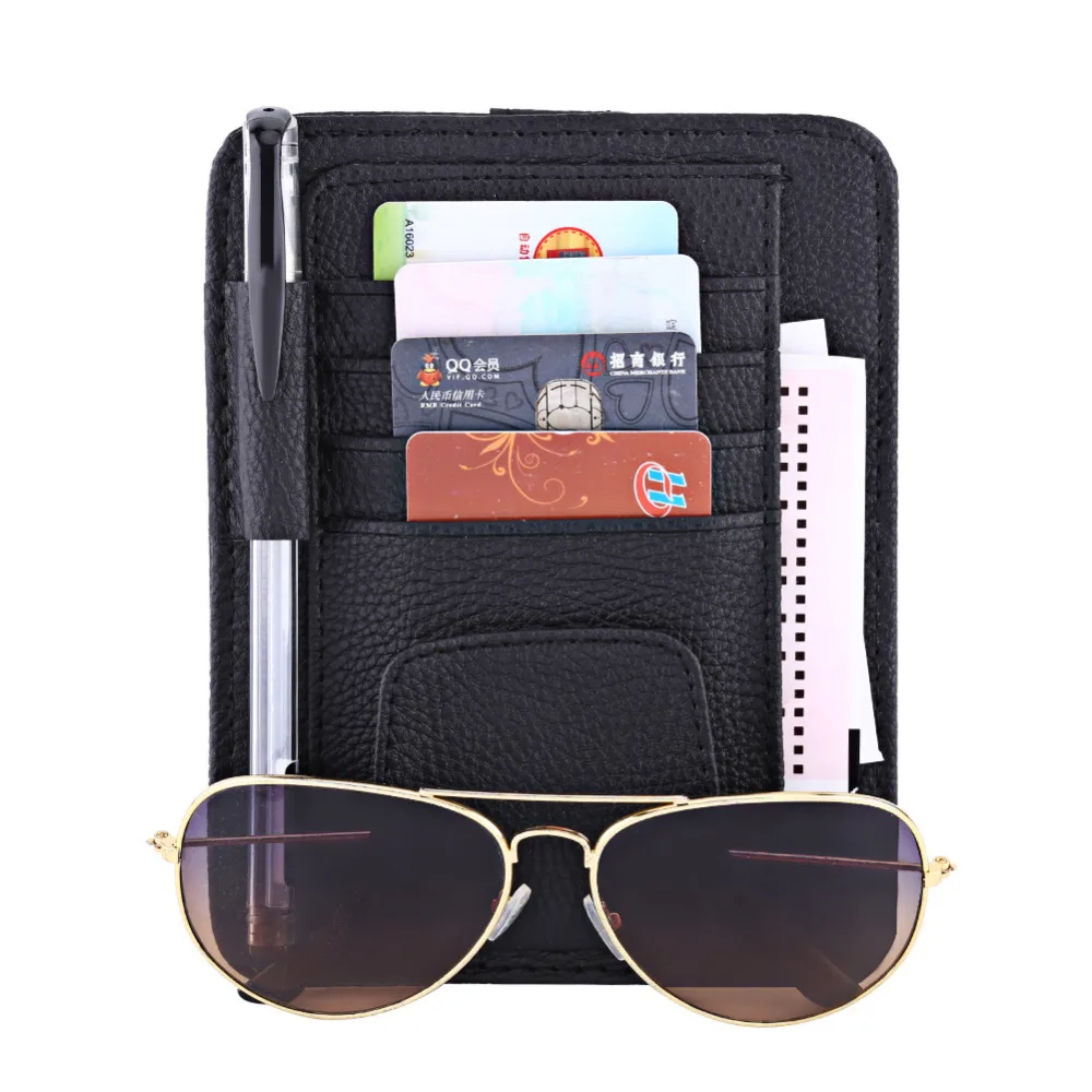 Car Auto Sun Visor Point Pocket Organizer Pouch Bag Card Glasses Storage Holder
