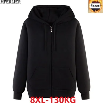 

men Hoodies Sweatshirts fleece warm plus large size big 5XL 6XL 7XL 8XL zipper autumn hooded Sweatshirts sportwear out door coat