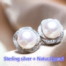 Настоящие модные жемчужные серьги, высокое качество, натуральный пресноводный жемчуг, розовое 925 пробы, серебряные серьги, жемчужные ювелирные изделия для женщин