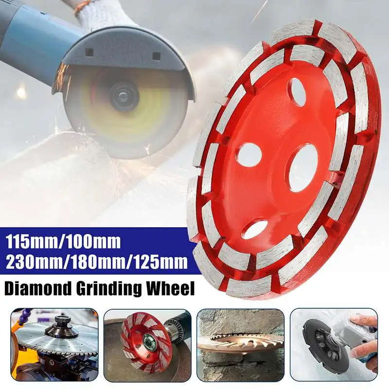 Drillpr 100/115/125/180/230mm Double Row Diamond Grinding Wheel Disc Bowl Shape Grinding Cup