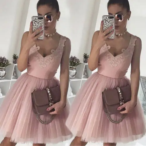 

Trendy New Women Clothing Chiffon Lace Prom Sleeveless Floral Formal Gown Dress Attrative Sexy Ladies