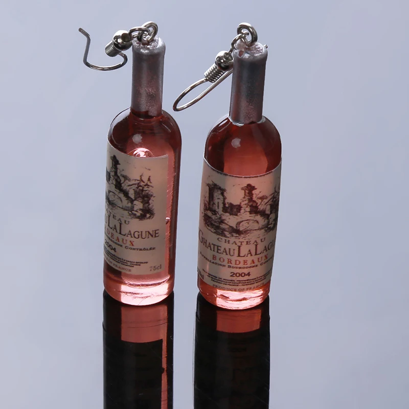 Креативные висячие серьги в виде бутылки вина, модные женские стеклянные Коктейльные серьги красного вина