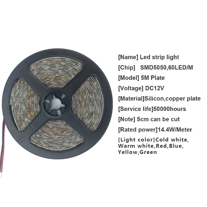 5M Водонепроницаемый 12v светодиодные полосы светильник IP20 3528 5050 60 светодиодов/M RGB гибкий светодиодный светильник ing домашнего украшения в виде ленты Luz монохромный