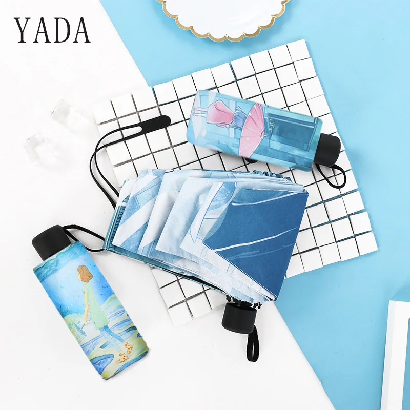 YADA Pocket Underwater World Mini Umbrellas Parasol Folding Male Umbrella Rain For Womens UV Windproof Foldable Umbrella YS657