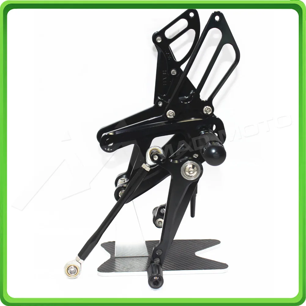 CNC Adjustable Rear Sets Rearset Footrest Foot Rest Pegs for Aprilia RSV4 ( R  FACTORY ) APRC ABS 2013 2014 2015 2016 Black (4)