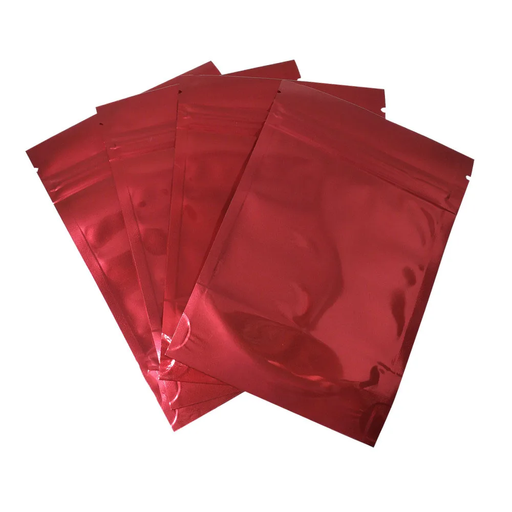 15 A red silk standing foil bag