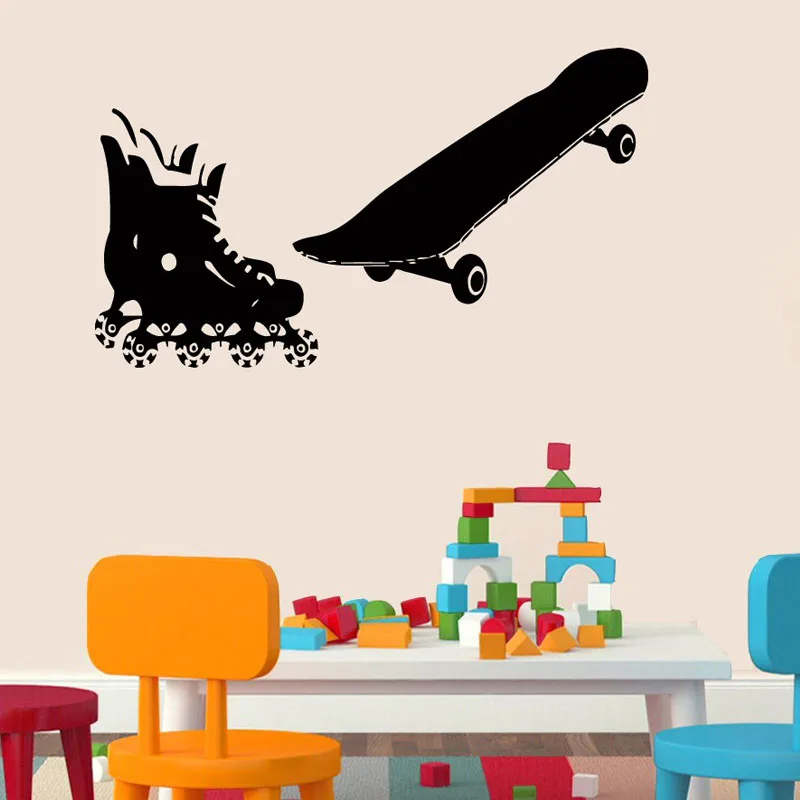 Roller Skates And Skateboard Wall Stickers For Children Nursery Vinyl