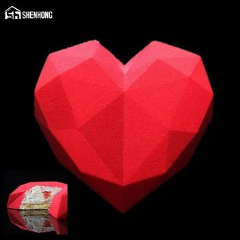 

SHENHONG Amazing Ocean Heart Cake Moulds Silicone Diamond 3D Mousse Mold Geometric Square Chocolates Pastry Art Pan Bakeware
