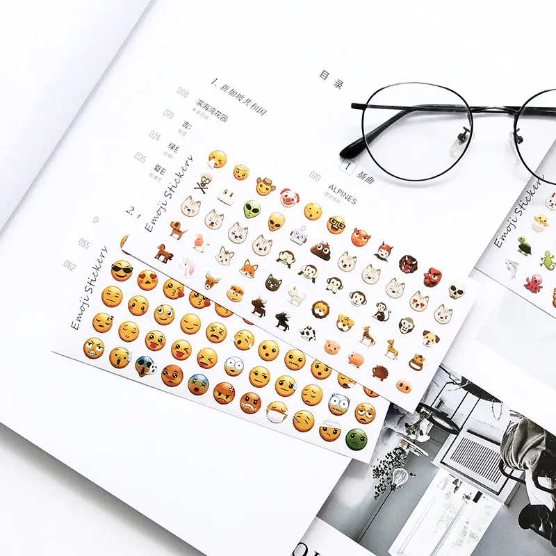 

12Sheets/Set Cute Stationery Stickers Emoji Smile kawaii Notes For Laptop Notebook Message Children Cartoon Learning Stationery