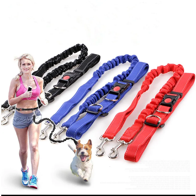 Elastic belt Running dog leash lead sports jogging walking pet collar