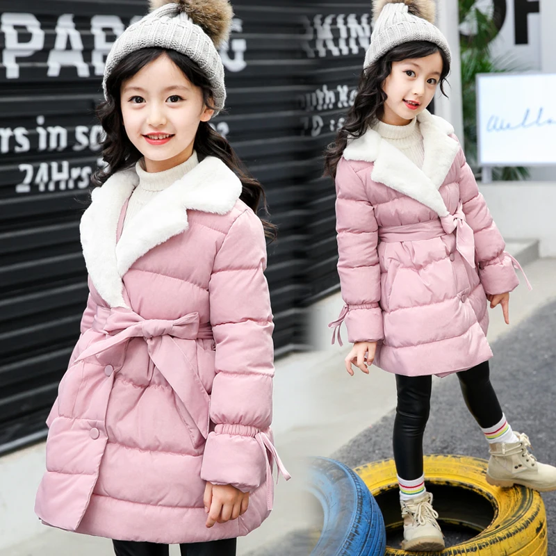 

2018 New Fashion Children Winter Jacket Girl Winter Coat Kids Warm Thick Fur Collar Hooded Long Down Coats for Teenage 5Y-14Y