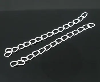 

DoreenBeads 45 PCs Silver Plated Extended&Extension Jewelry Chains/Tail Extender 50x3mm