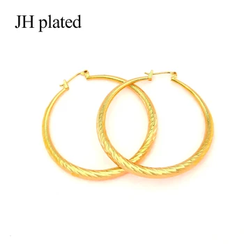 

JHplated 2019 Fashion jewelry Auricular circle Africa Wedding Gold Earrings for women Party Gifts Beautiful Middle East