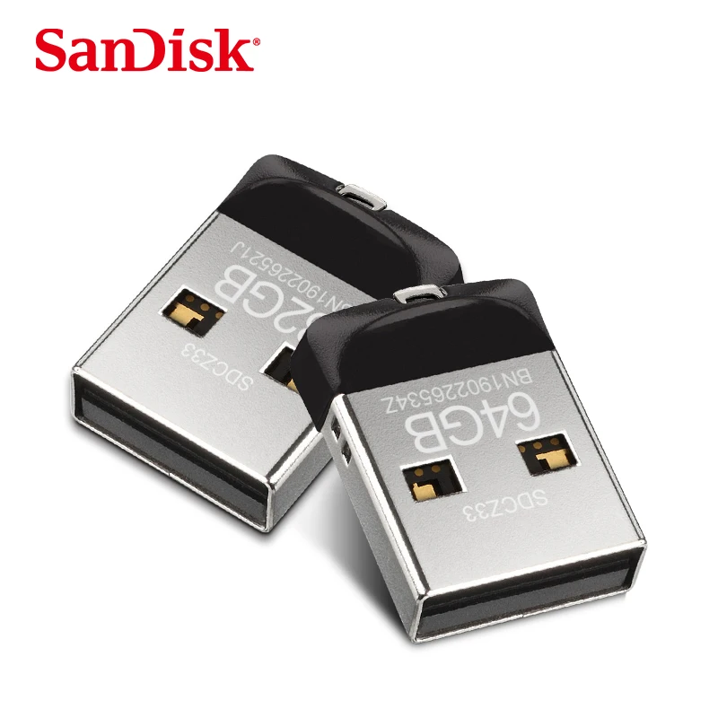 SanDisk Cruzer Fit USB флеш-накопитель SD CZ33 64 ГБ 32 ГБ 16 ГБ 8 ГБ Мини-накопитель USB 2,0 Поддержка официальной проверки