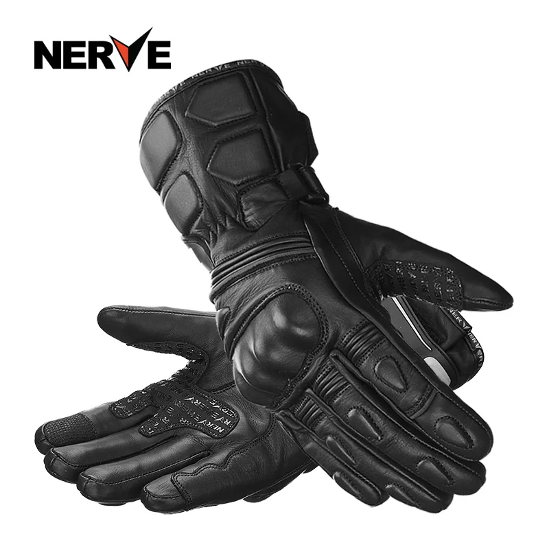 Nervo à Prova Luvas da Motocicleta de Viagem Luva à Prova Novo Inverno Quente Dwaterproof Água Couro Cavaleiro Equitação Moto Corrida Vento 2019