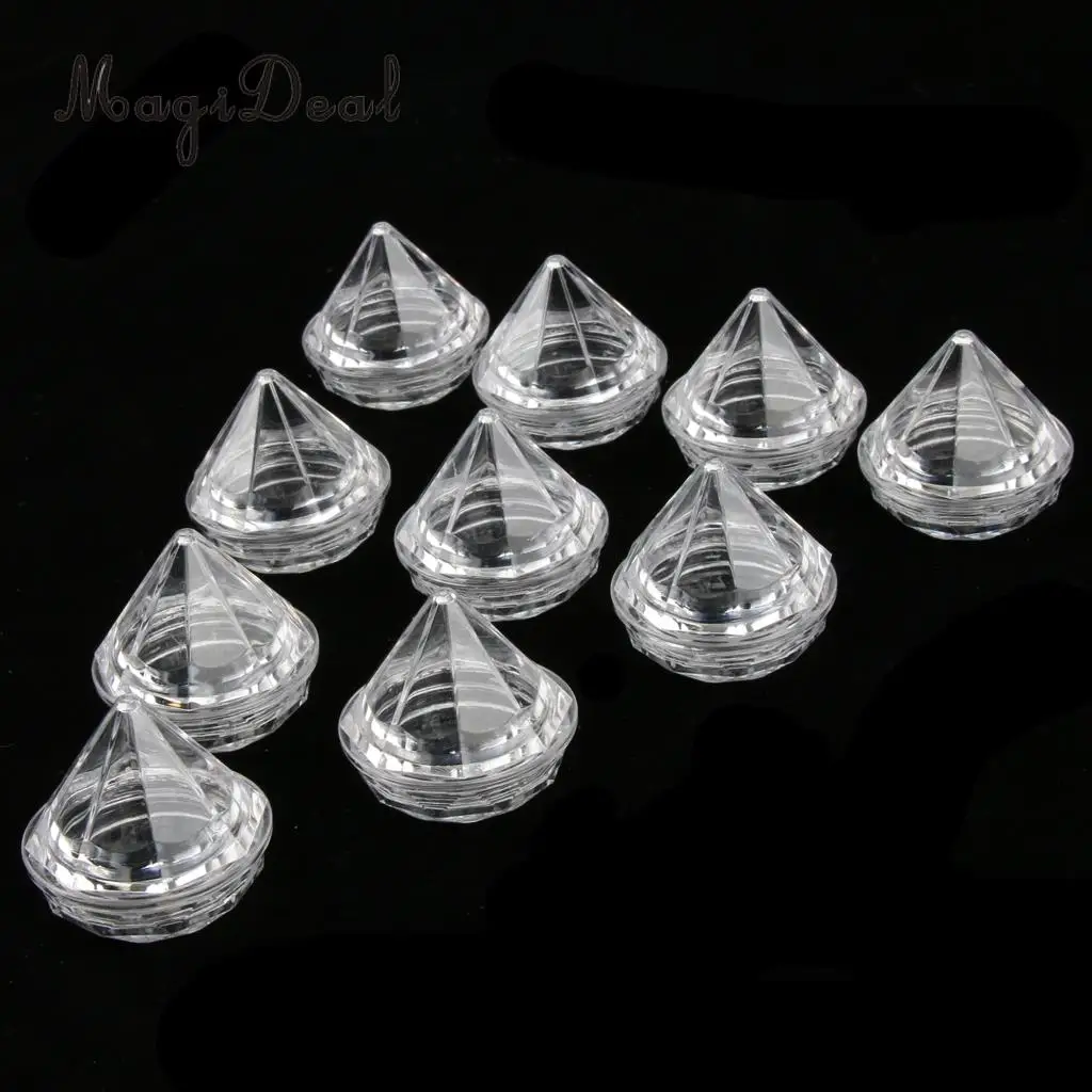 10pcs Mini Diamond Shape Refillable Empty Lotion Cream Balm Container Jar Nail Art Pots Holder 5g