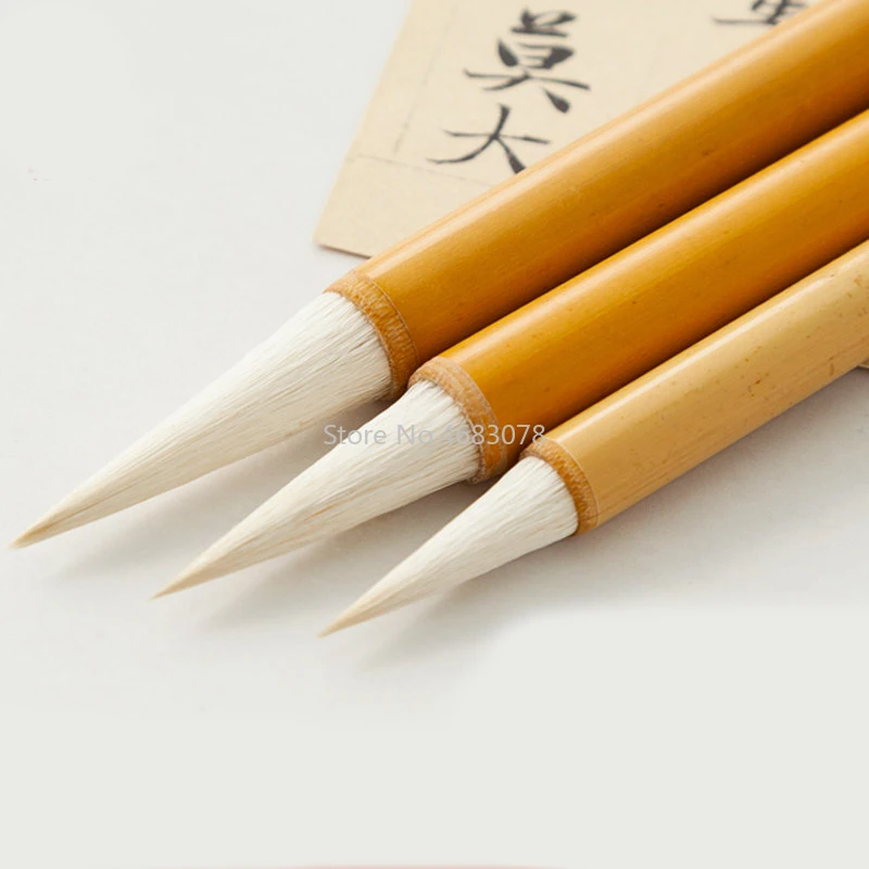 3Pcs/set Exquisite Chinese Calligraphy Brushes Pen With Woolen Hair Writing Brush For Chinese Painting Student School supplies