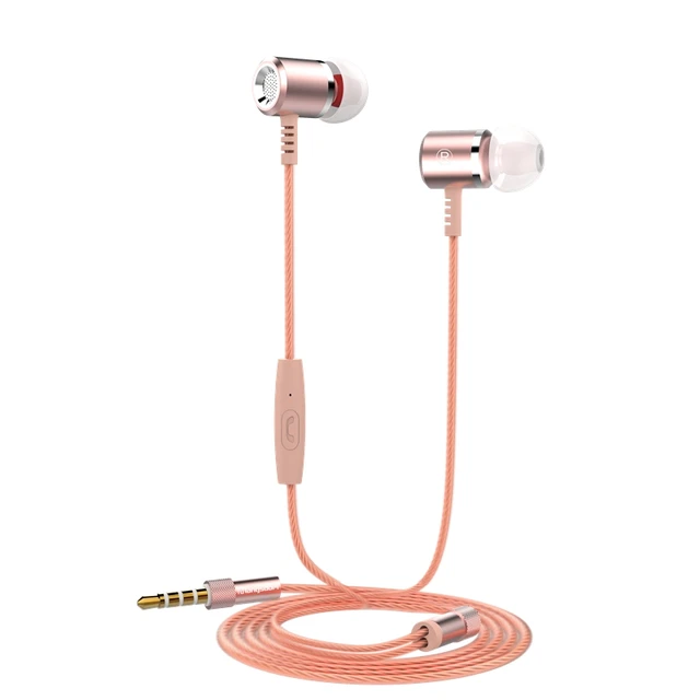 Rose Gold Original Earphones Head phones Metal 3.5MM Stereo Bass
