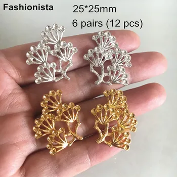 

12 pcs(6 pairs) Cute Pine Tree,25*25mm Gold-color,Silver-color,Brass Filigree Tree,DIY Jewelry & Crafts Findings,Ornament
